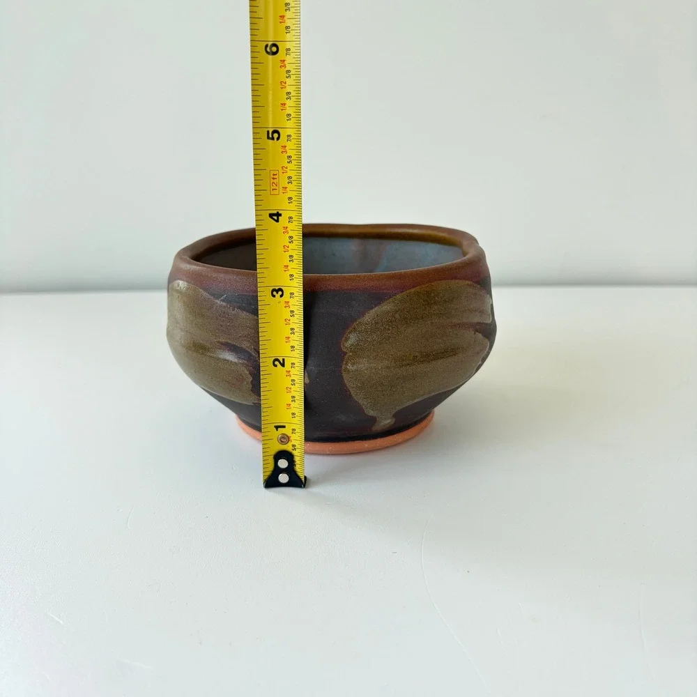 Handmade Studio Pottery Wabi Sabi Lobed Bowl Glaze 5in